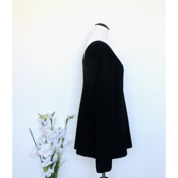 NEW! Zara Oversized Chunky Knit V Neck Sweater Black SZ S - Picture 11 of 14